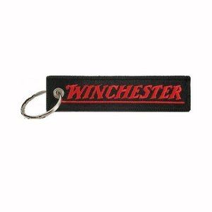 Winchester Black-Red Key Chain Fob Embroidered - NEW Fast Ship